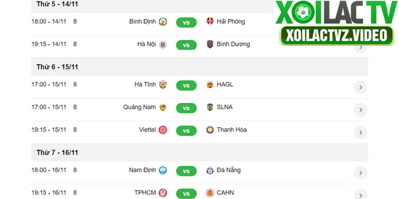 Lịch tranh tài V-League